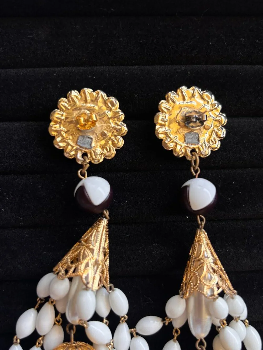 Vintage white and gold earrings